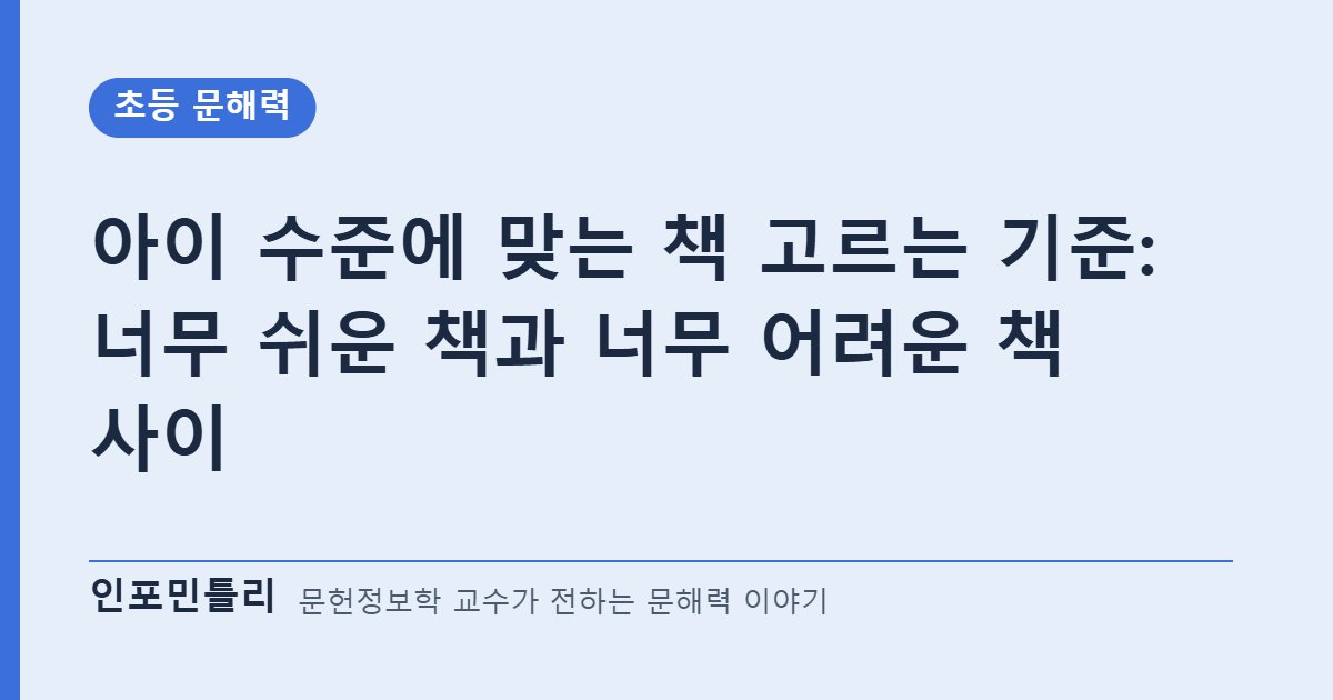아이 수준에 맞는 책 고르는 기준: 너무 쉬운 책과 너무 어려운 책 사이