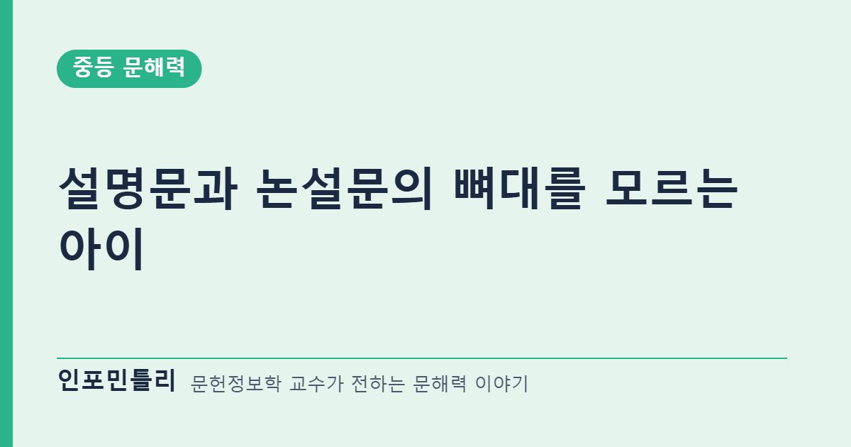 설명문과 논설문의 뼈대를 모르는 아이