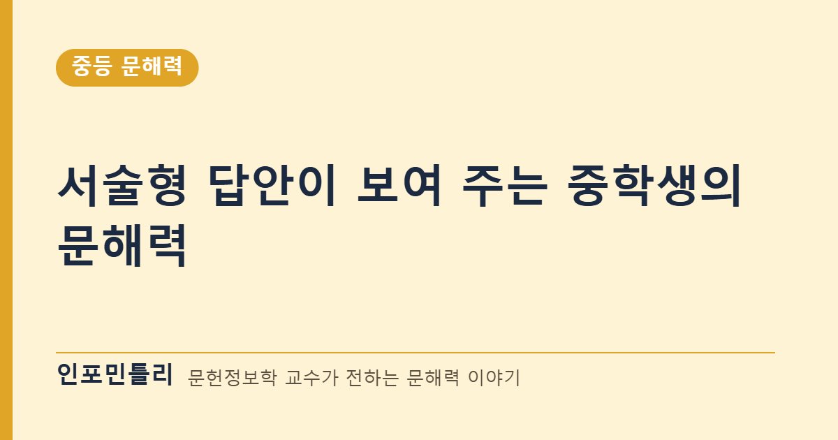 서술형 답안이 보여 주는 중학생의 문해력