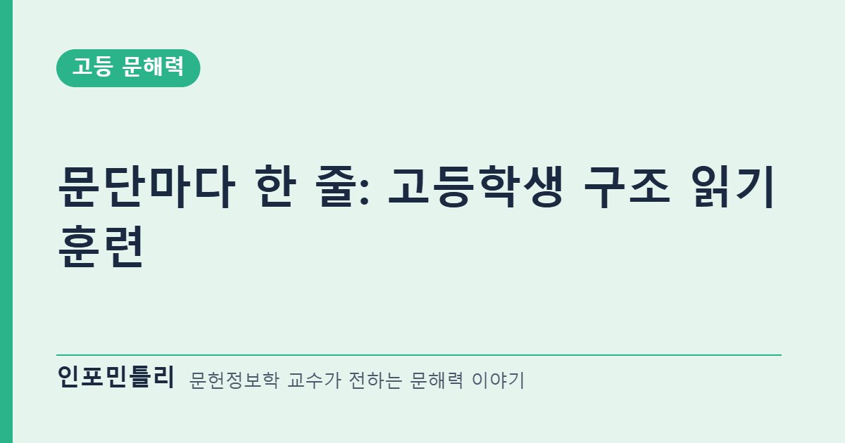 문단마다 한 줄: 고등학생 구조 읽기 훈련