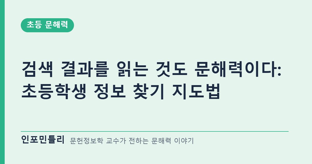 검색 결과를 읽는 것도 문해력이다: 초등학생 정보 찾기 지도법