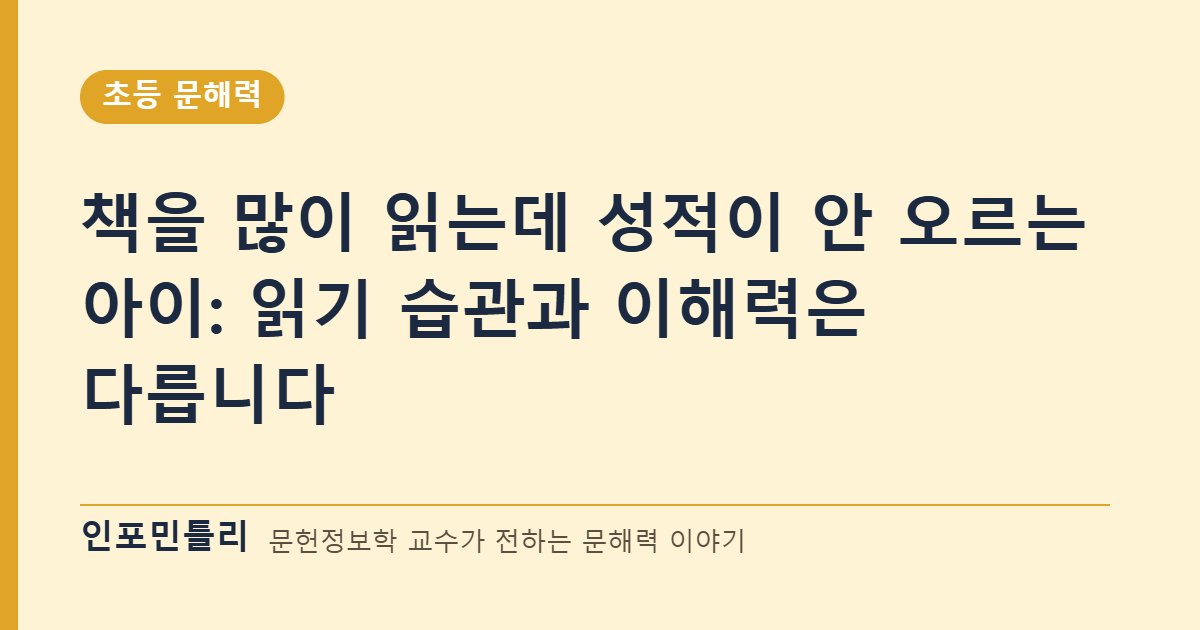 책을 많이 읽는데 성적이 안 오르는 아이: 읽기 습관과 이해력은 다릅니다