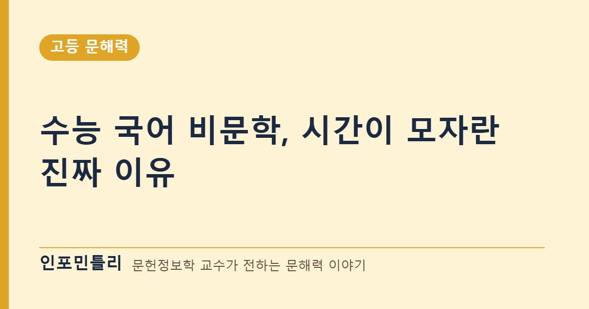 수능 국어 비문학, 시간이 모자란 진짜 이유